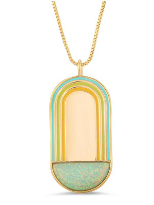 Rainbow Oval Pendant: Aqua Opal