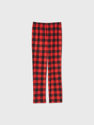 Women's Holiday Buffalo Check Fleece Matching Family Pajama Pants - Wondershop™ Red