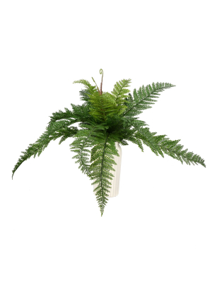 Vickerman 16" Artificial Green Leather Fern Bush.