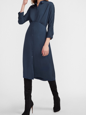 Button Front Midi Shirt Dress