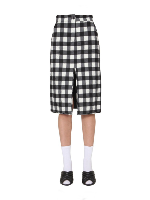 Msgm Checked Front-slit Midi Skirt