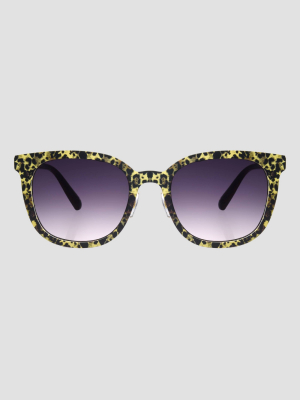 Women's Matte Animal Print Square Sunglasses - A New Day™ Yellow/black