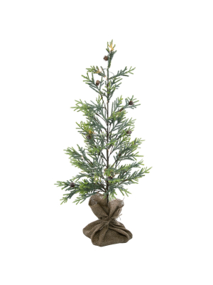 Transpac Artificial 33 In. Green Christmas Light Up Glitter Greenery Tree