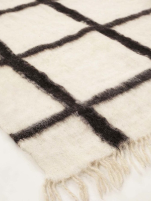 Momos Grid Blanket-rug - Natural White &amp; Black