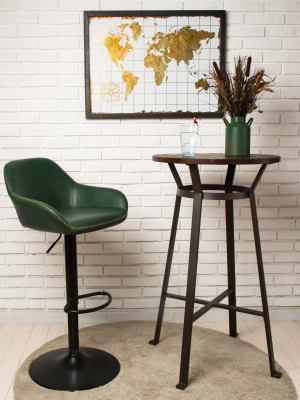 Set Of 2 Mid-century Leatherette Swivel Barstool Hunter Green - Glitzhome