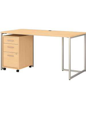 Office By Kathy Ireland Method 60 Computer Desk W/3-drawer File Cabinet, Natural Maple Mth001acsu