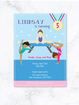 Gymnastics Birthday Invitation - Digital