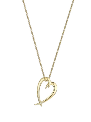 Yellow Gold Vermeil Diamond Hooked Heart Pendant