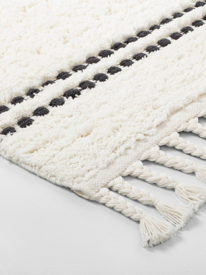 Bath Rug Stripe With Fringe Black / White - Hearth & Hand™ With Magnolia