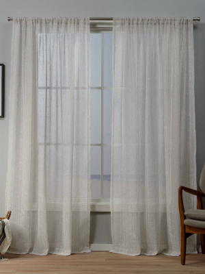 Itaji Rod Pocket Sheer Window Curtain Panels - Exclusive Home