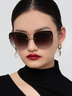 Loni Cat Eye Sunglasses In Light Gold And Grey