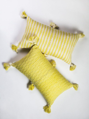 Antigua Lumbar Pillow - Faded Yellow Striped