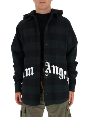 Palm Angels Logo Checked Hooded Jacket