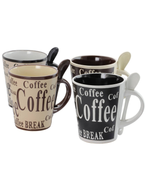 Gibson Home 13oz 8pk Stoneware Bareggio Coffee Mugs With Spoon Set