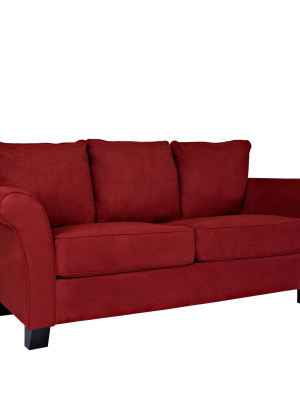 Randy Rolled Arm Sofa Microfiber Red - Handy Living