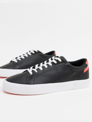 Bershka Sneakers In Black With Orange Detailing