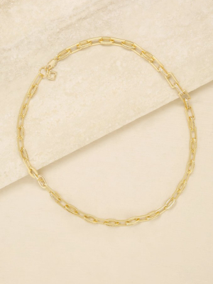 Fancy Pave 18k Gold Plated Chain Necklace