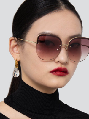 Loni Cat Eye Sunglasses In Yellow Gold And Grey