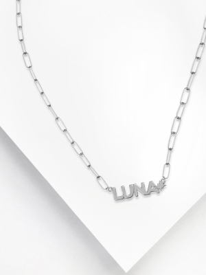 Sterling Silver Nameplate Necklace With Chain Link