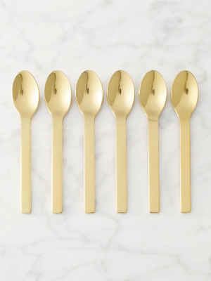 Set Of 6 Mini Gold Cocktail Spoons