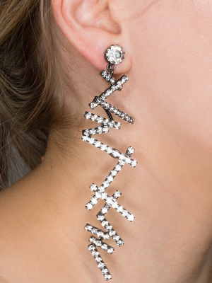 Crystal Zig Zag Clip Earrings