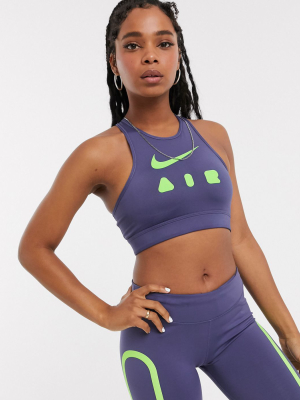 Nike Training Air Swoosh Bra In Blue