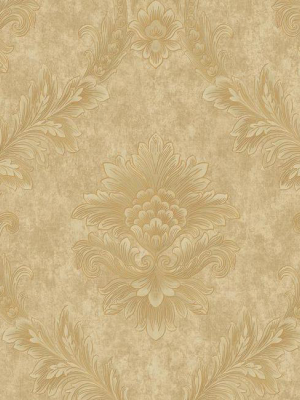 Acanthus Fan Wallpaper In Gold And Pearlescent Neutrals By Antonina Vella For York Wallcoverings