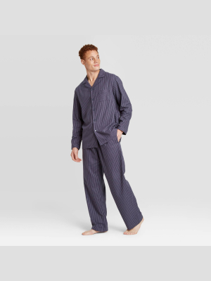 Men's Striped Woven Flannel Poplin Pajama Set - Goodfellow & Co™ Blue