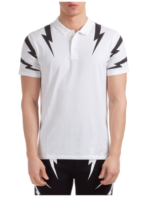 Neil Barrett Thunderbolt Print Polo Shirt