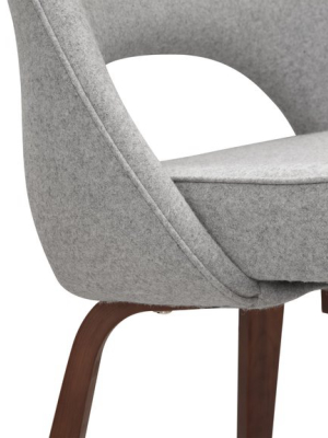 Executive - Executive Armless Dining Chair, Light Gray And Walnut