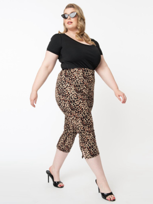 Unique Vintage Plus Size Leopard Print Rachelle Capri Pants