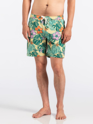 Lei Day Elastic Boardshort In Light Lemon