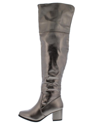 Linden02ok Pewter Back Cut Over The Knee Boot