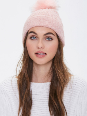 Ribbed Pom Pom Beanie