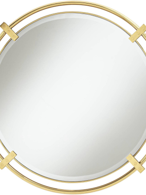 Possini Euro Design Possini Euro Kenton 32" Round Gold Bracket Wall Mirror