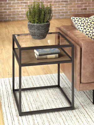 Anthropology Glass Top End Table Brown - Bush Furniture