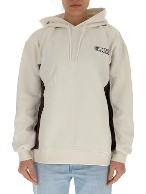 Ganni Logo Embroidered Panelled Hoodie