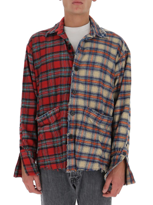 Greg Lauren Box Split Checked Shirt