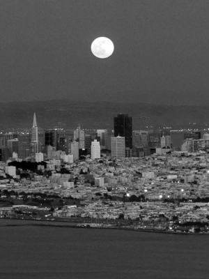 Full Moon Rising Over San Francisco Circa 1996