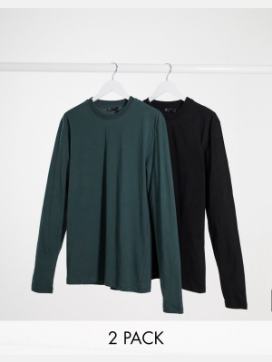 Asos Design 2 Pack Long Sleeve T-shirt