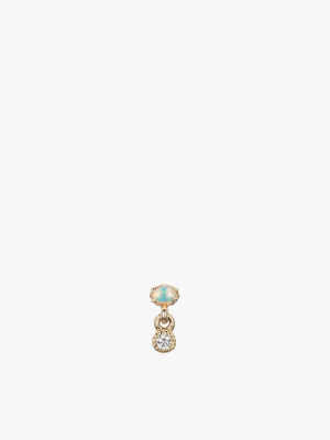 Diamond Opal Drop Stud Earring