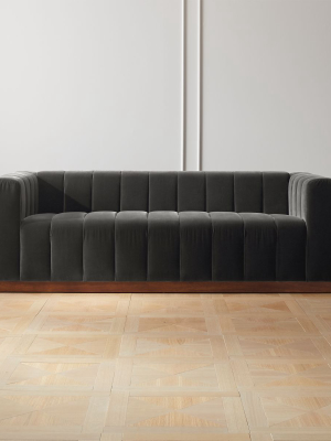Forte Channeled Charcoal Velvet Sofa