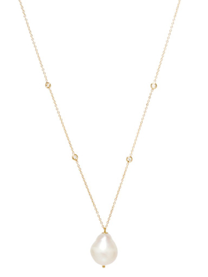 14k Baroque Pearl And Floating Diamond Necklace
