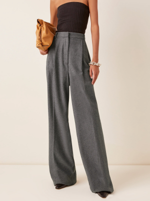 Tima Pleated Silk-wool Flannel Wide-leg Trousers