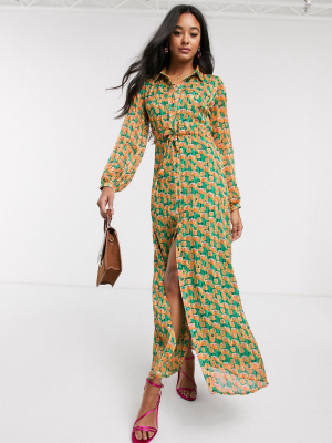 Fabienne Chapot Frieda Georgette Floral Maxi Dress In Cactus Green