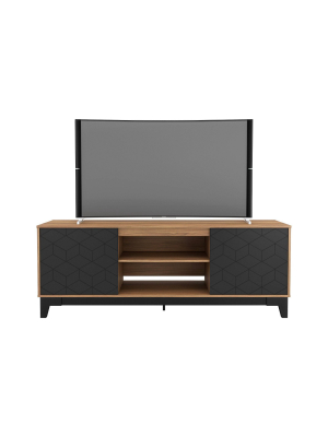 72" Hexagon Tv Stand Cinnamon/black - Nexera