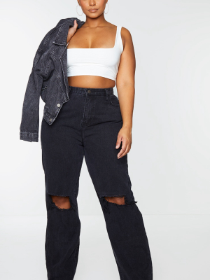 Prettylittlething Plus Black Distressed Long...