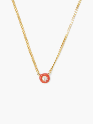 Poppy Red Enamel With Champagne Diamond Necklace