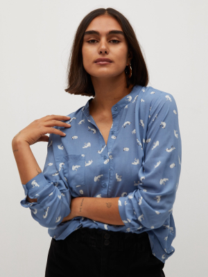 Chest-pocket Printed Blouse