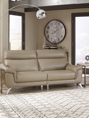 Moderno Leather Contemporary Upholstered Sofa Beige - Home Styles